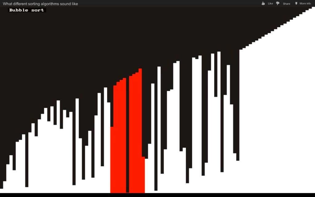 Bubble sort algorithm - Visualization and sonification / audification